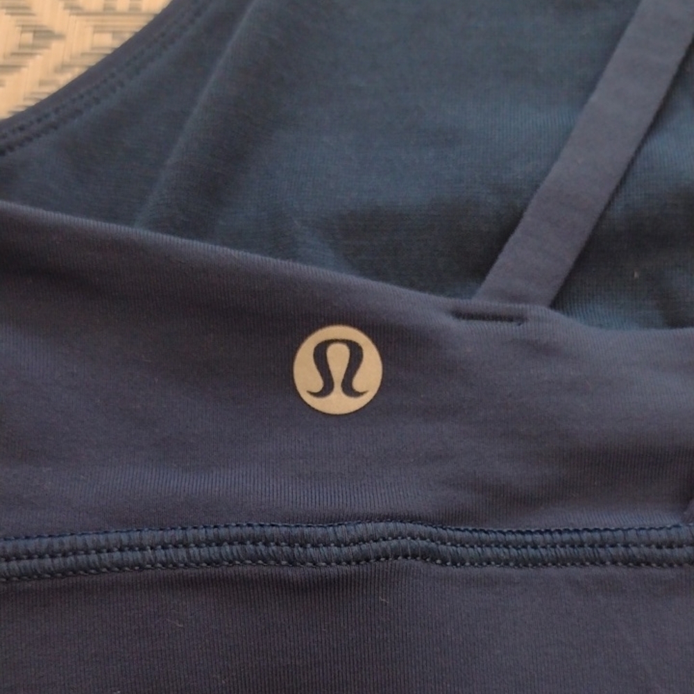 lululemon athletica Navy Blue Strappy Back Sports Bra - Picture 2 of 7